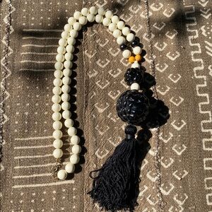 Beaded Necklace with Black Tassel
